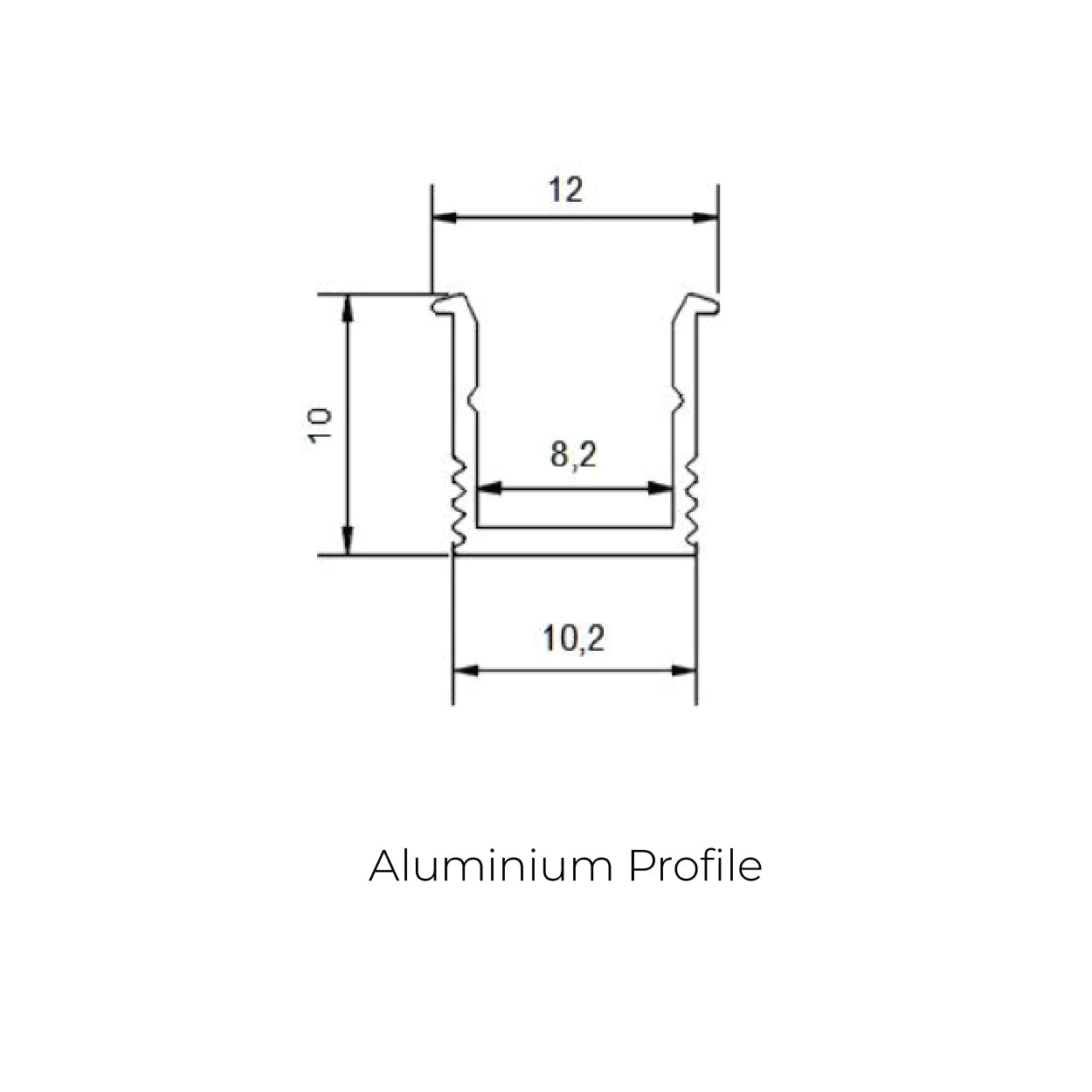 12x10mm LED Aluminium Profile – Slim Indoor Lighting Channel