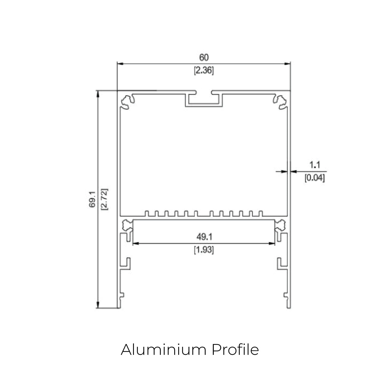 68.1x60mm LED Aluminium Profile – Suspended Indoor Lighting Channel