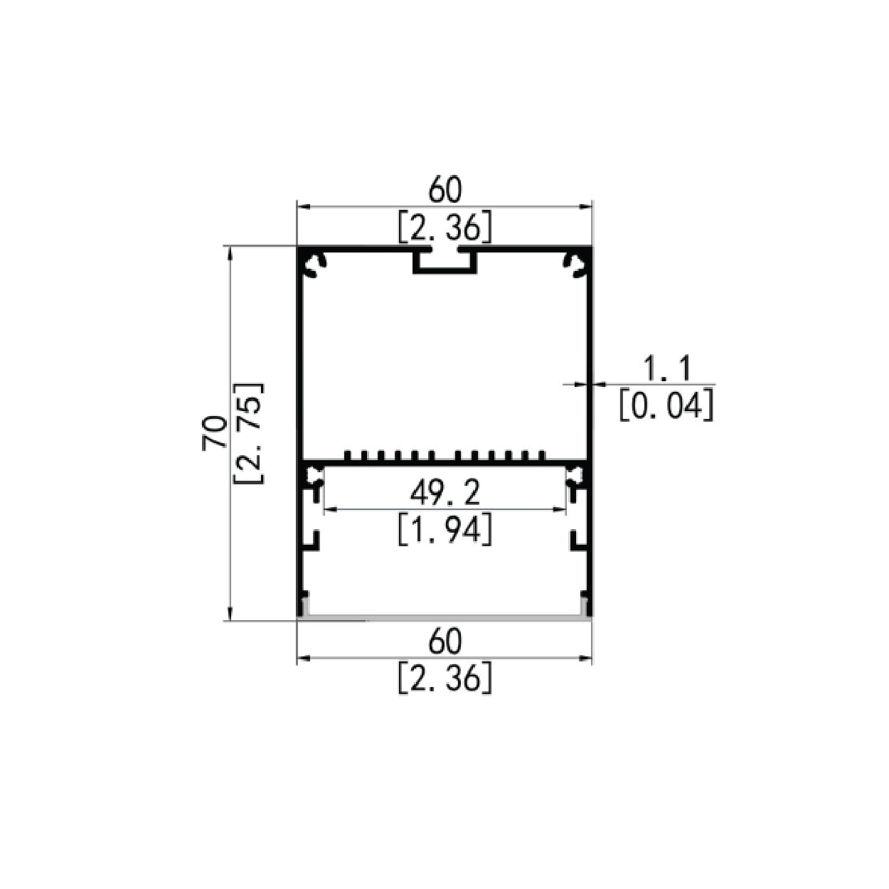 68.1x60mm LED Aluminium Profile – Suspended Indoor Lighting Channel