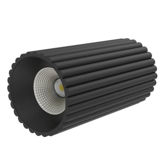 LC410 12W Ribbed Surface Mounted COB LED Downlight in Black