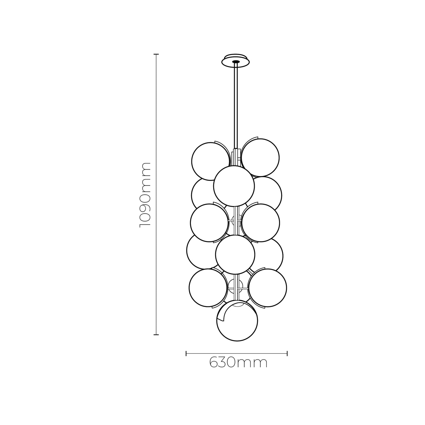 Sophie Pendant Light in Black or Brass