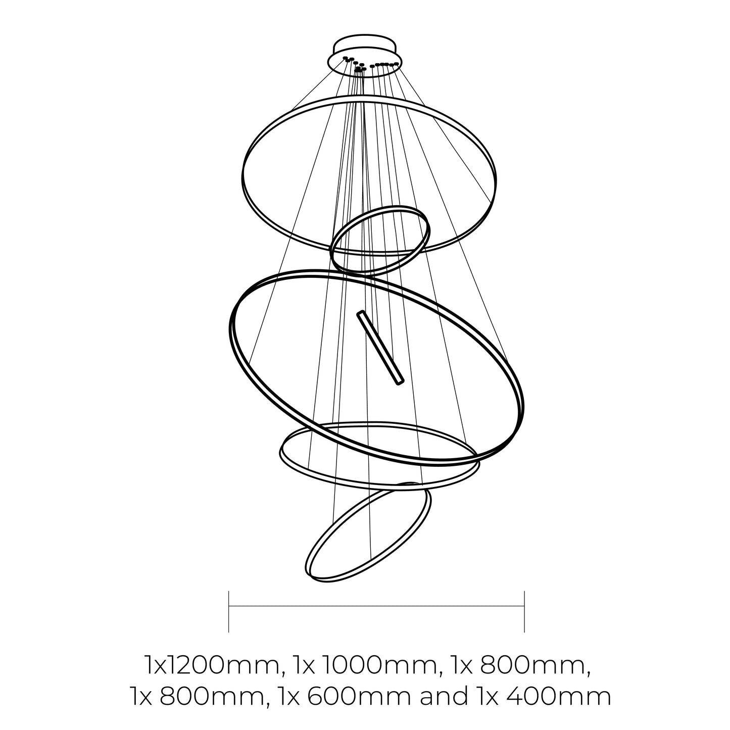 ARIA Modern 6 Ring Chandelier Black