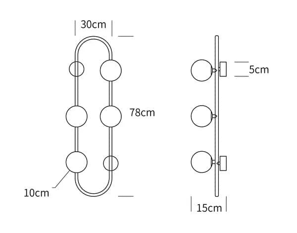 BACH Large Wall Light in Matte Black or Brass
