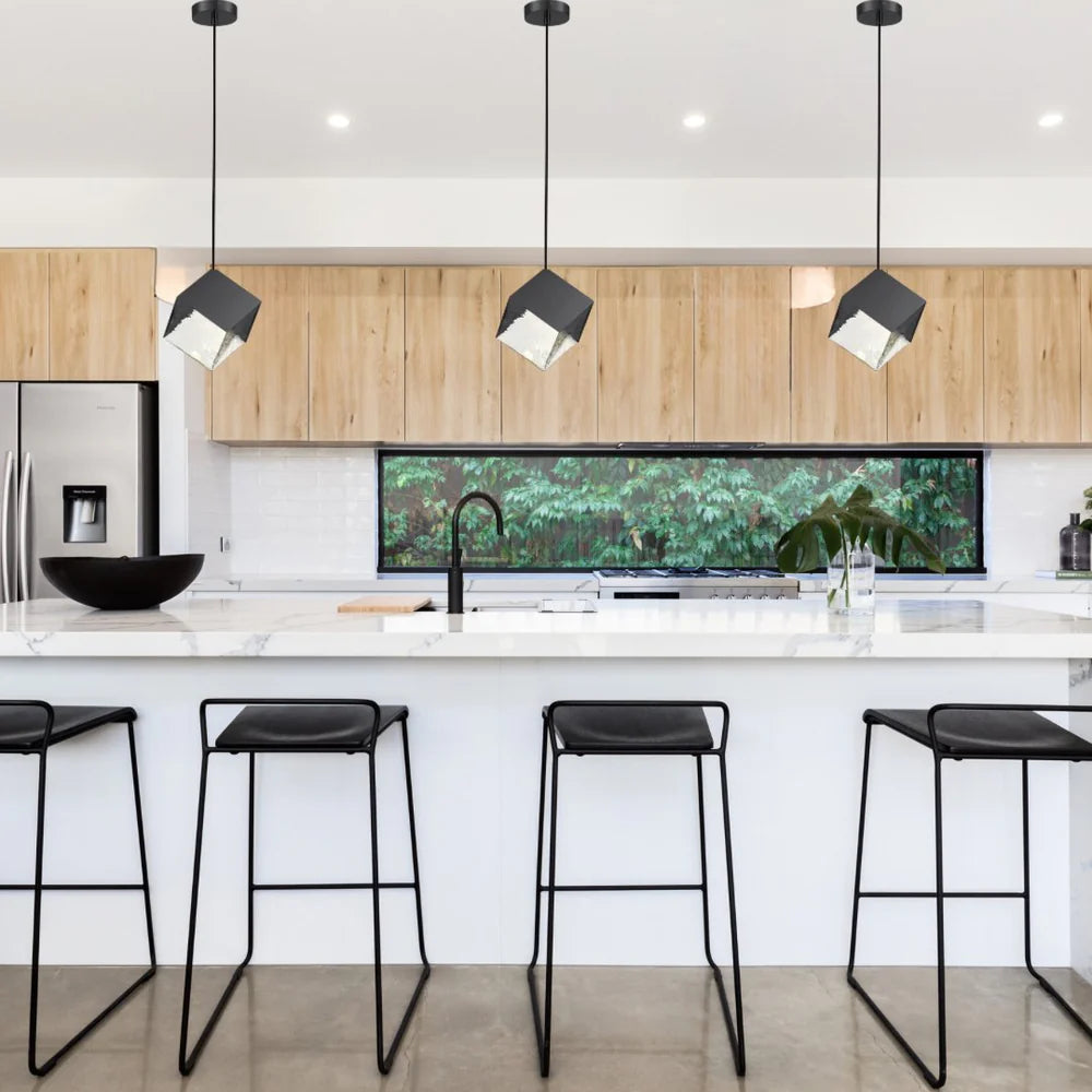 KUBO Glass Pendant Light in Gold or Black