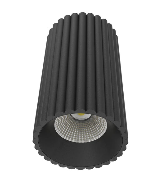 LC410 12W Ribbed Surface Mounted COB LED Downlight in Black