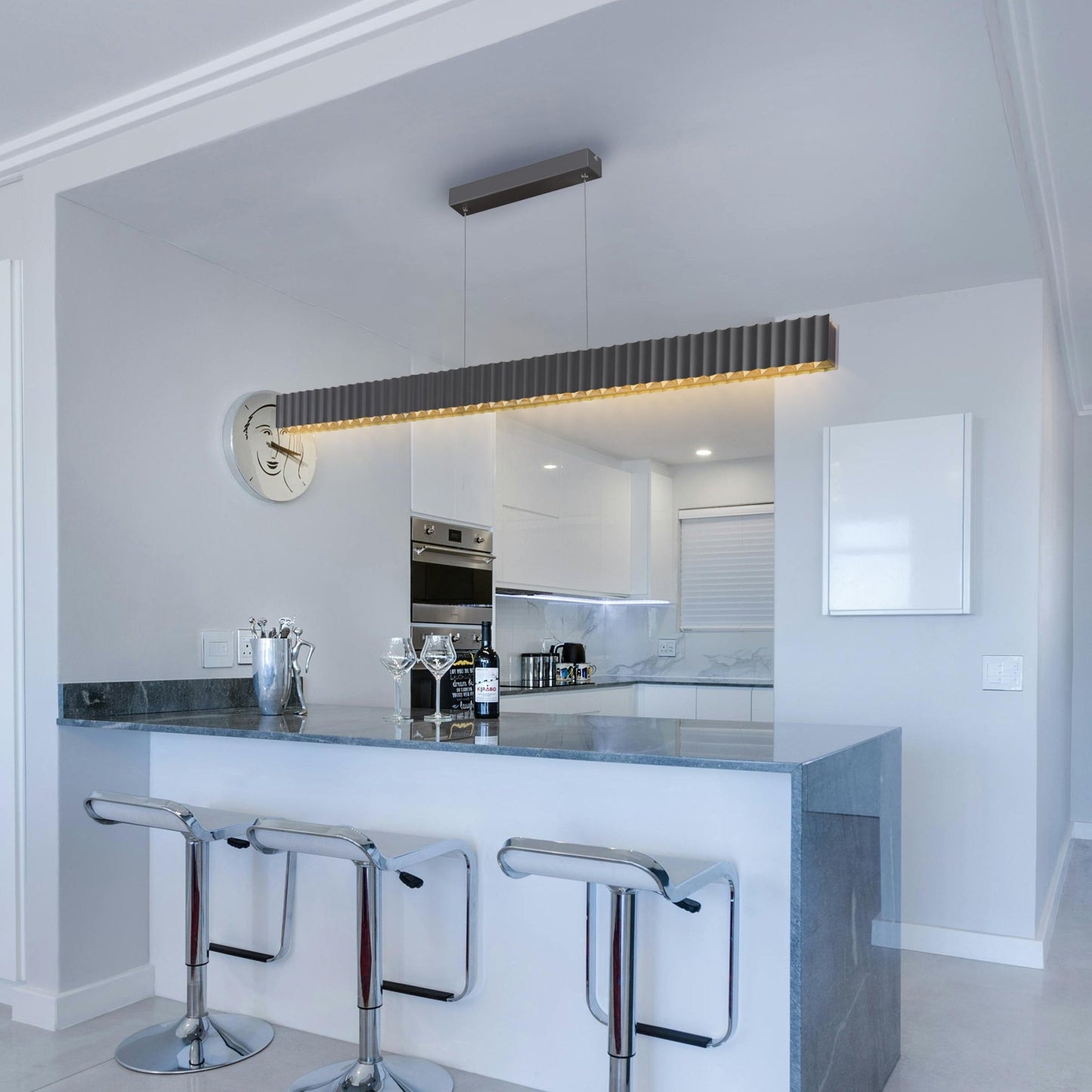 Skyline Brilliance Linear LED Pendant Light 78W 4000K in Black or White or Gold