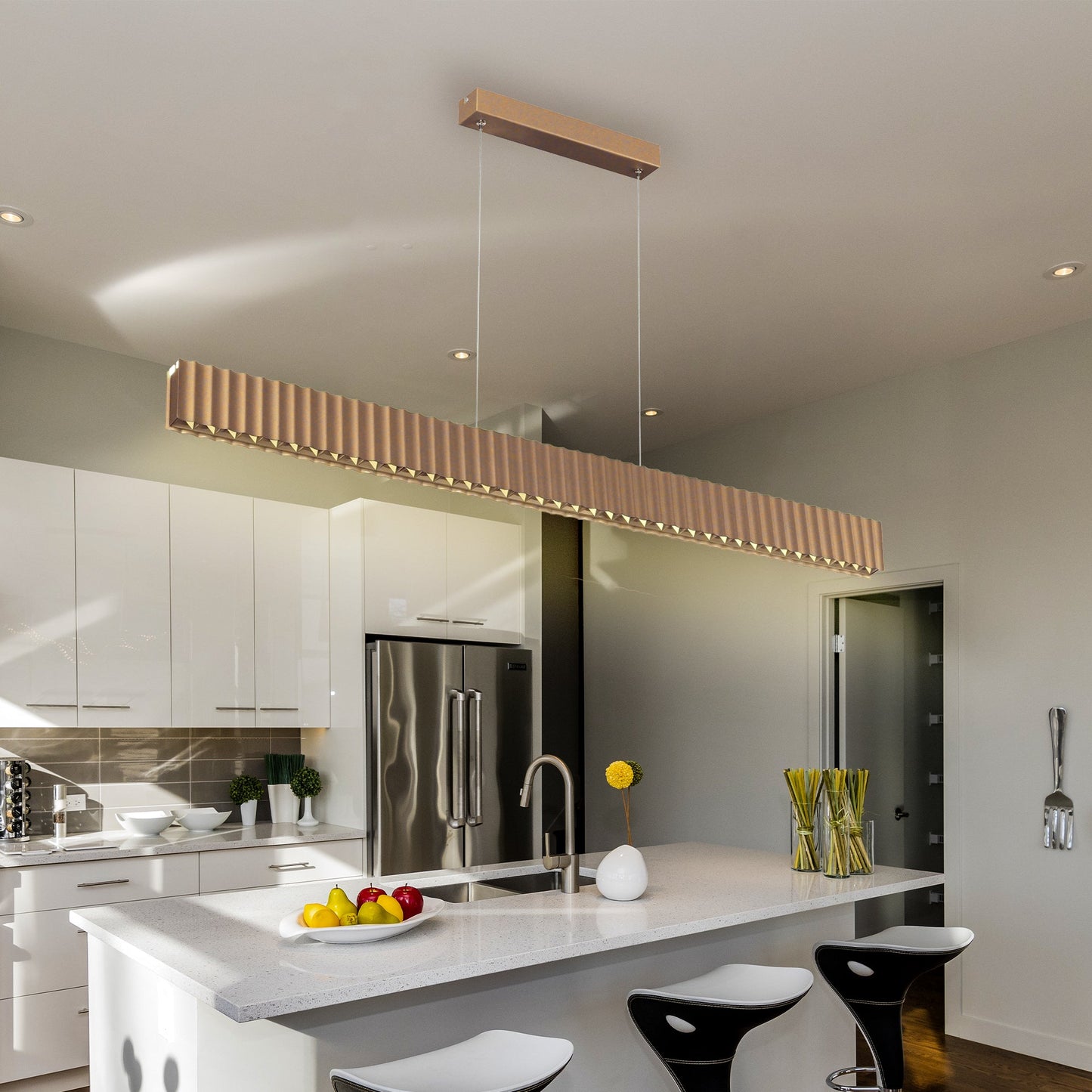 Skyline Brilliance Linear LED Pendant Light 78W 4000K in Black or White or Gold