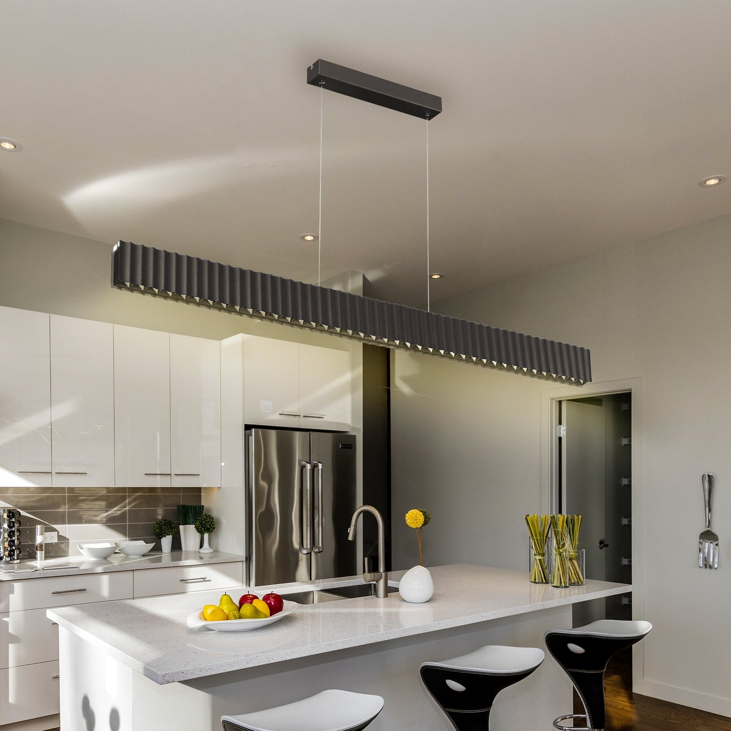 Skyline Brilliance Linear LED Pendant Light 78W 4000K in Black or White or Gold