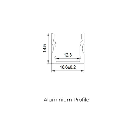 16.6x14.5mm LED Aluminium Profile – Ultra-Thin Indoor Lighting Channel
