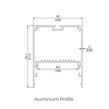 68.1x60mm LED Aluminium Profile – Suspended Indoor Lighting Channel