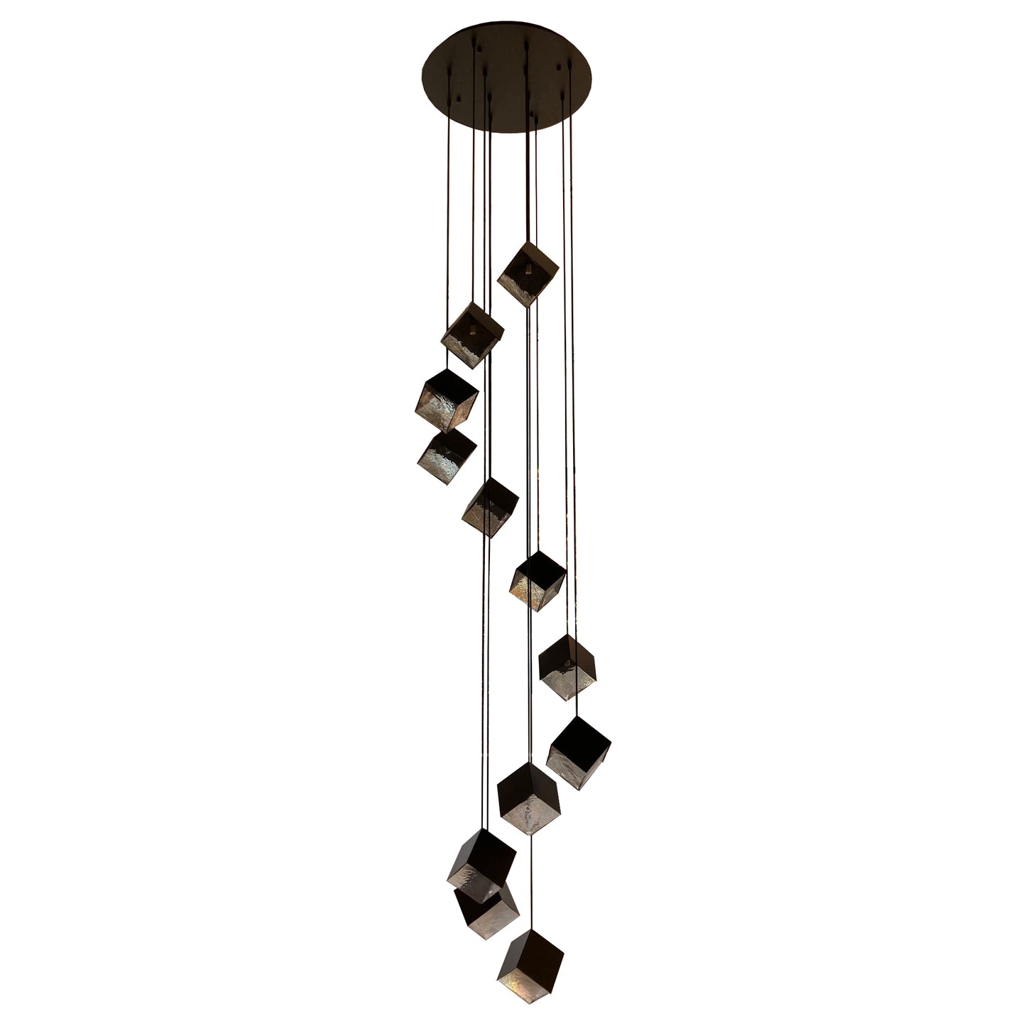 KUBO 12 Light Pendant Light in Black and Gold