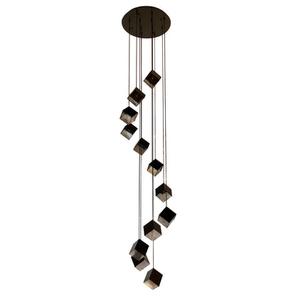KUBO 12 Light Pendant Light in Black and Gold