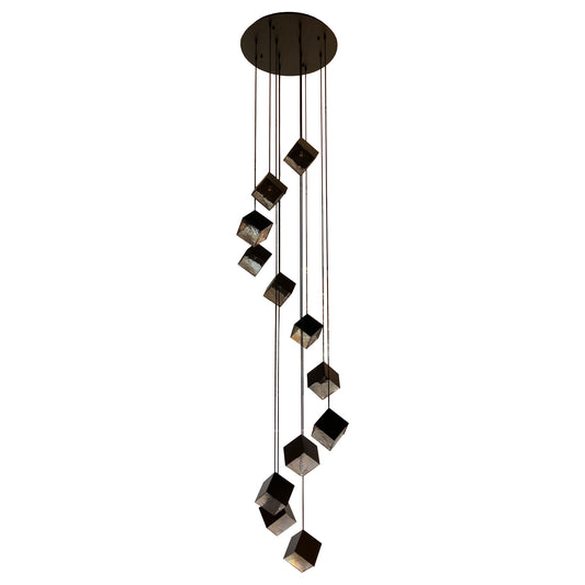 KUBO 12 Light Pendant Light in Black and Gold