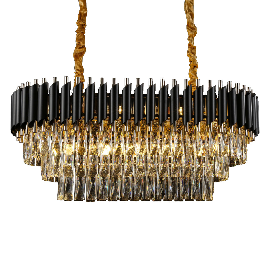 WINDSOR Premium Crystal Chandelier with Black or Rose Gold Edging