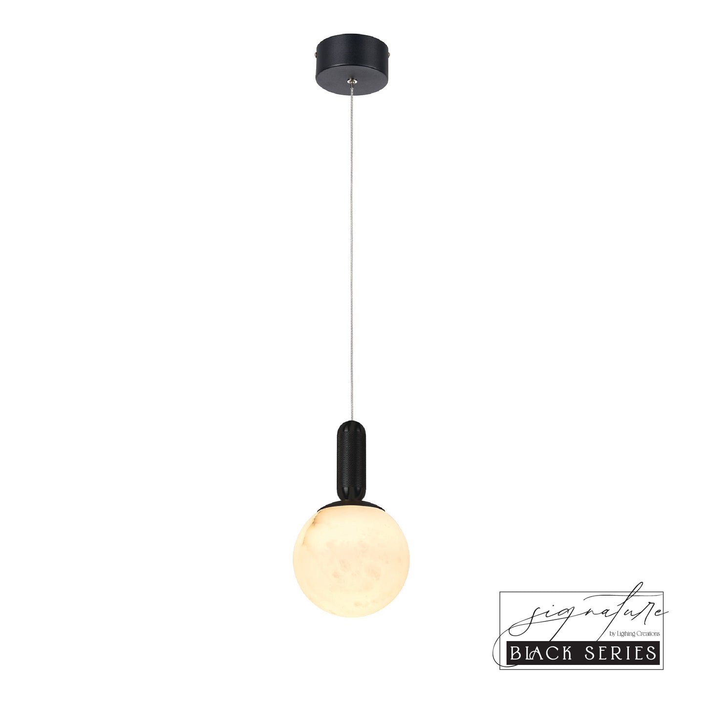 SATURN Spanish Marble Pendant Light in Brass or Black