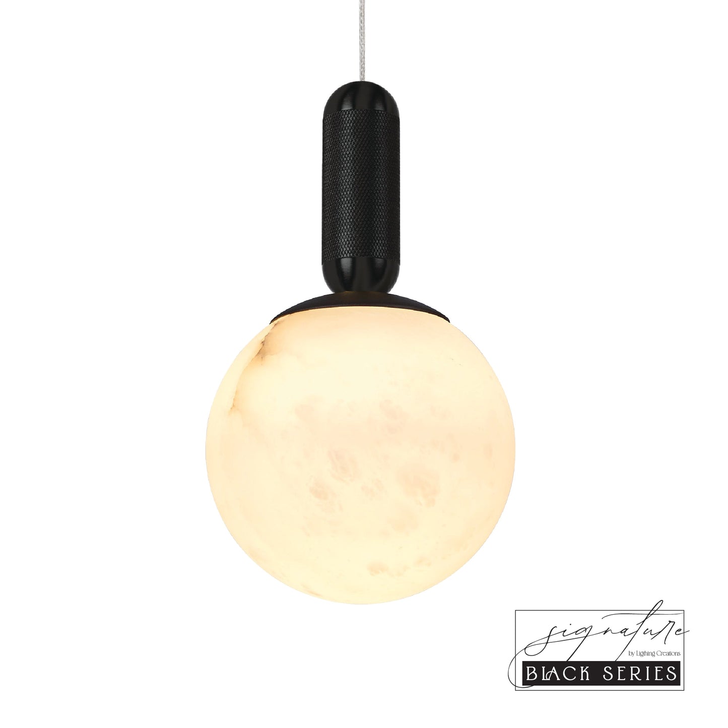 SATURN Spanish Marble Pendant Light in Brass or Black
