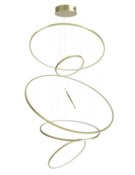 ARIA Modern 6 Ring Chandelier Brass