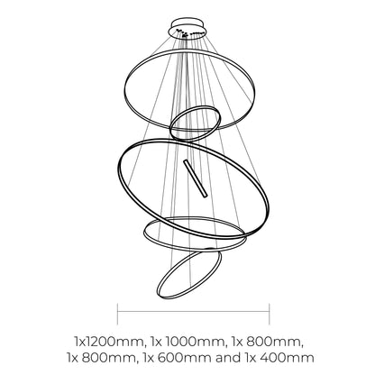 ARIA Modern 6 Ring Chandelier Black
