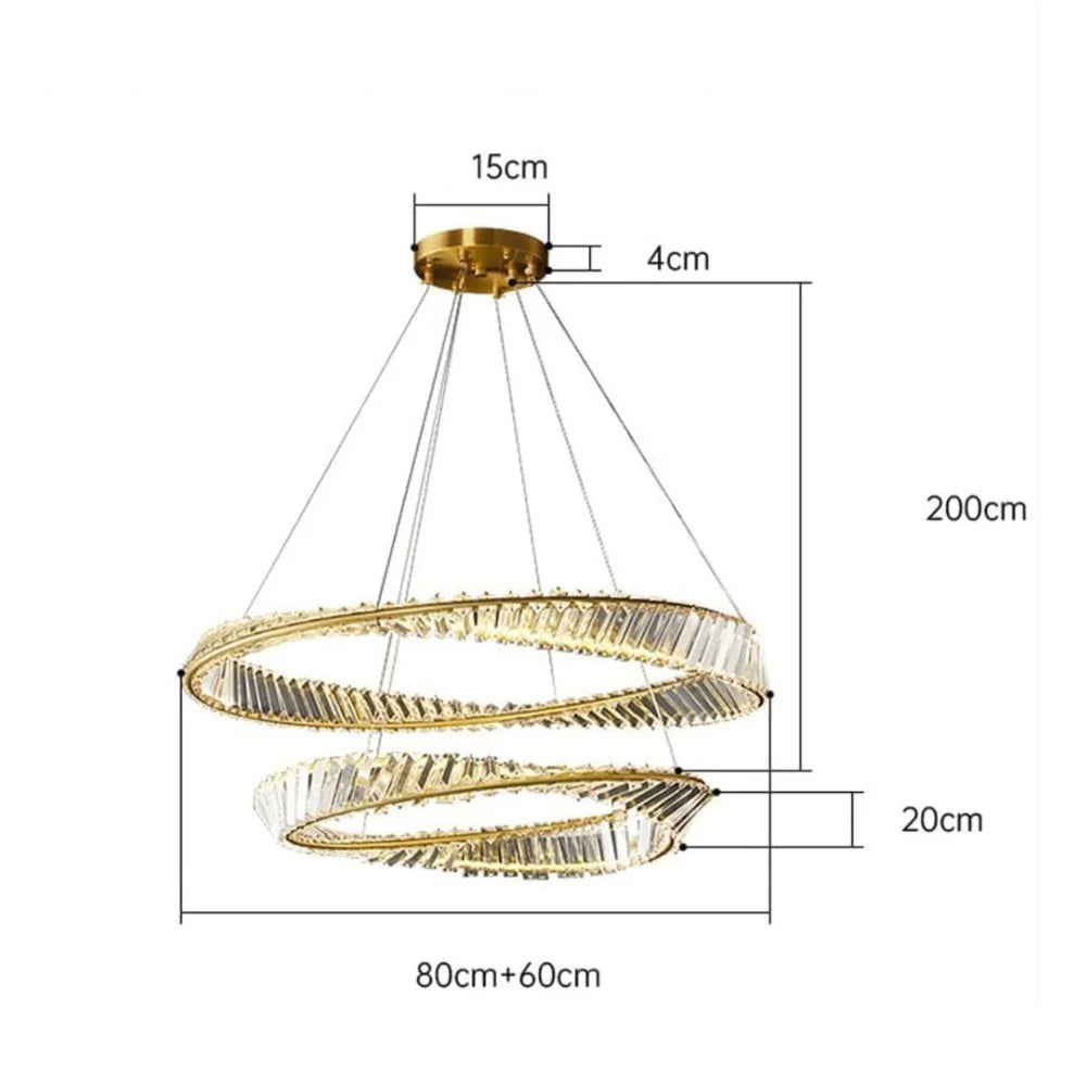 ASCOT DUO 65W LED Crystal Chandelier with Gold Edging