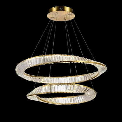 ASCOT DUO 65W LED Crystal Chandelier with Gold Edging