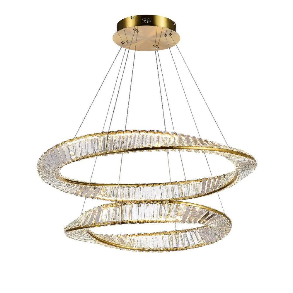 ASCOT DUO 65W LED Crystal Chandelier with Gold Edging