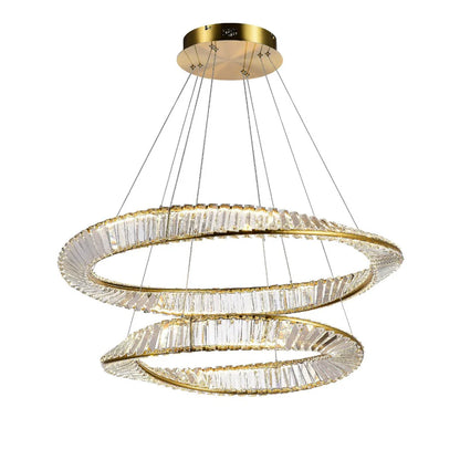 ASCOT DUO 65W LED Crystal Chandelier with Gold Edging