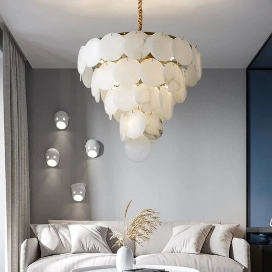 CATALINA Spanish Marble Chandelier in Brass