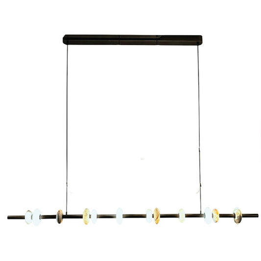 Hoops Pendant Light in Antique Brass, Brass or Black with Marble Details