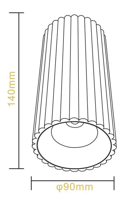 LC410 12W Ribbed Surface Mounted COB LED Downlight in Brass