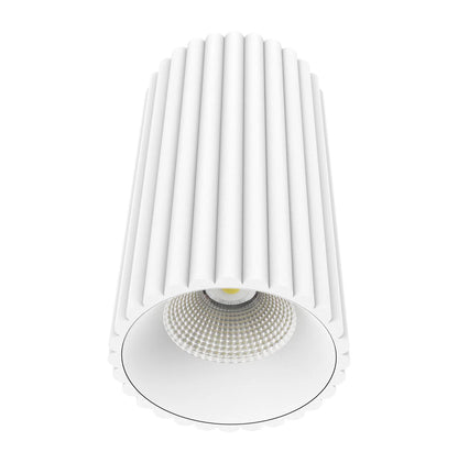 LC410 12W Ribbed Surface Mounted COB LED Downlight in White