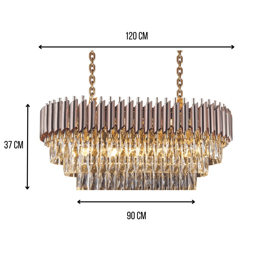 WINDSOR Premium Crystal Chandelier with Rose Gold Edging