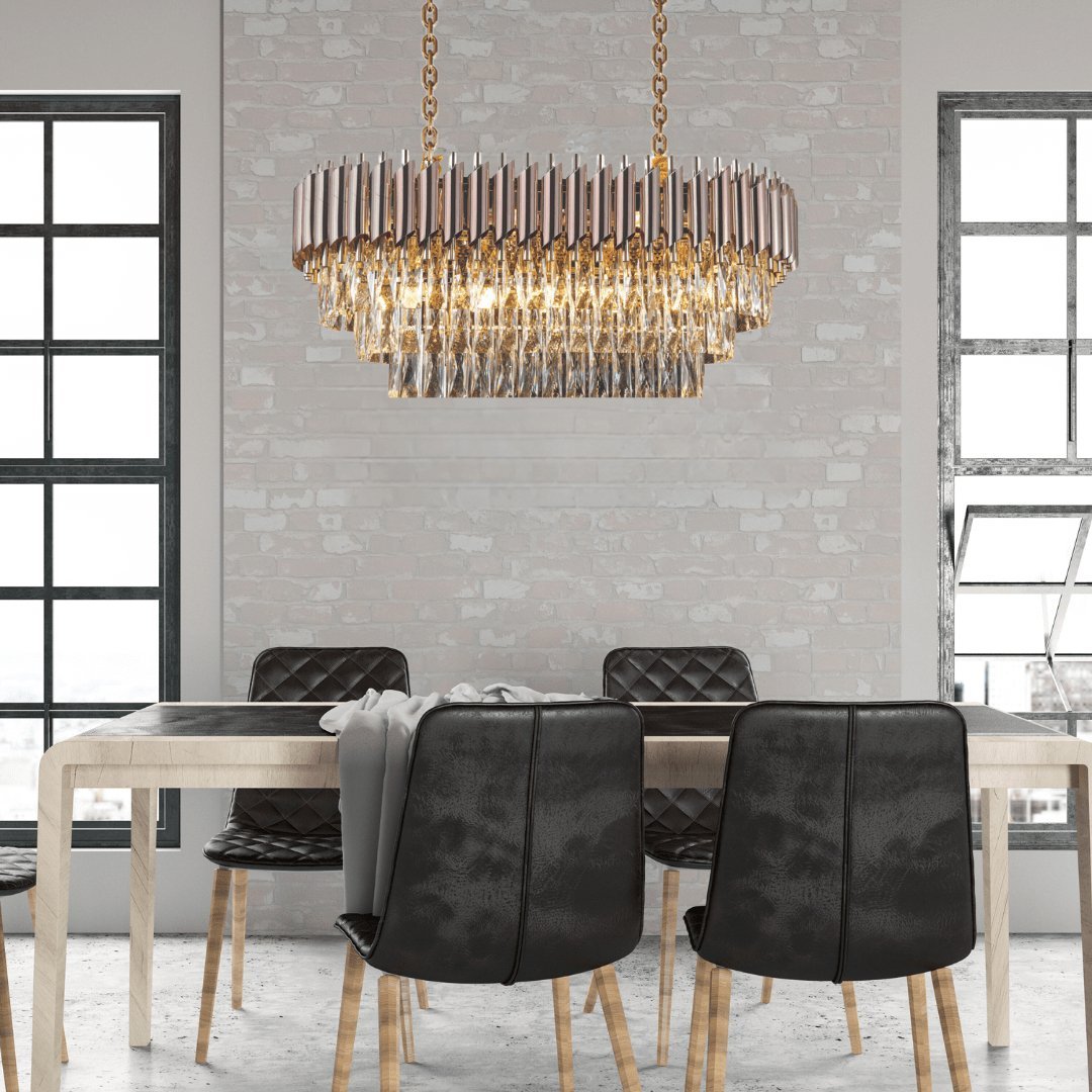 WINDSOR Premium Crystal Chandelier with Rose Gold Edging