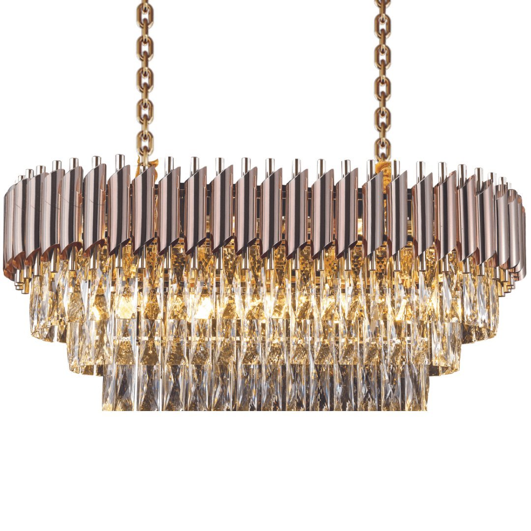 WINDSOR Premium Crystal Chandelier with Rose Gold Edging