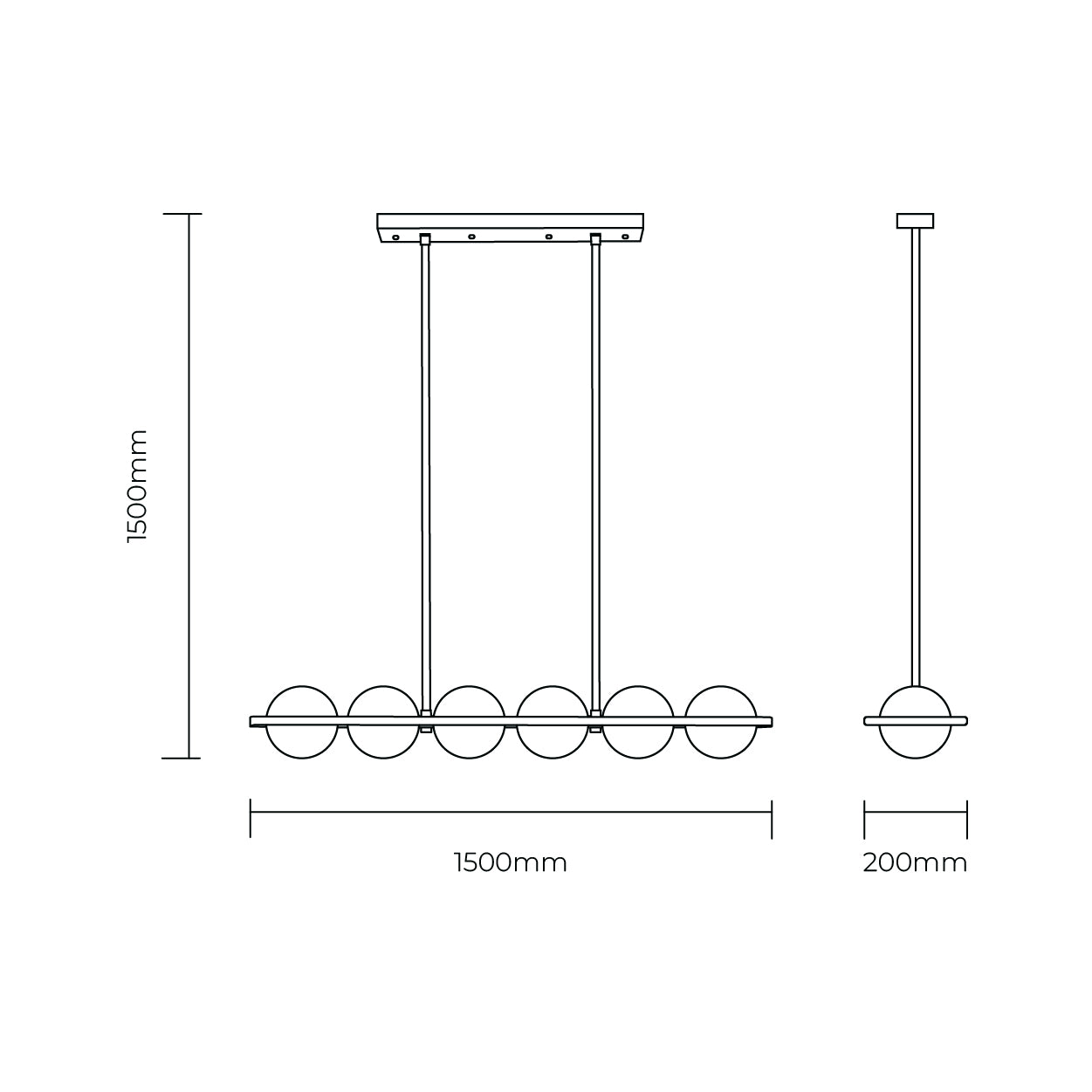 The Meridian 6 Light Linear Pendant