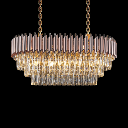 WINDSOR Premium Crystal Chandelier with Rose Gold Edging